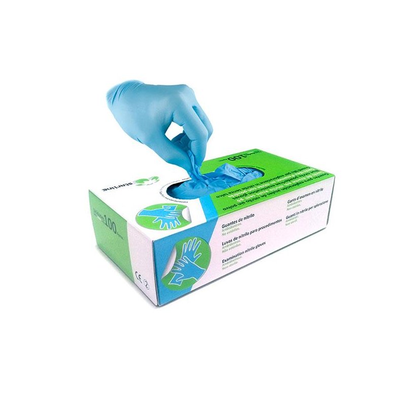 Luvas Nitrilo Azuis Sem Pó 100Un